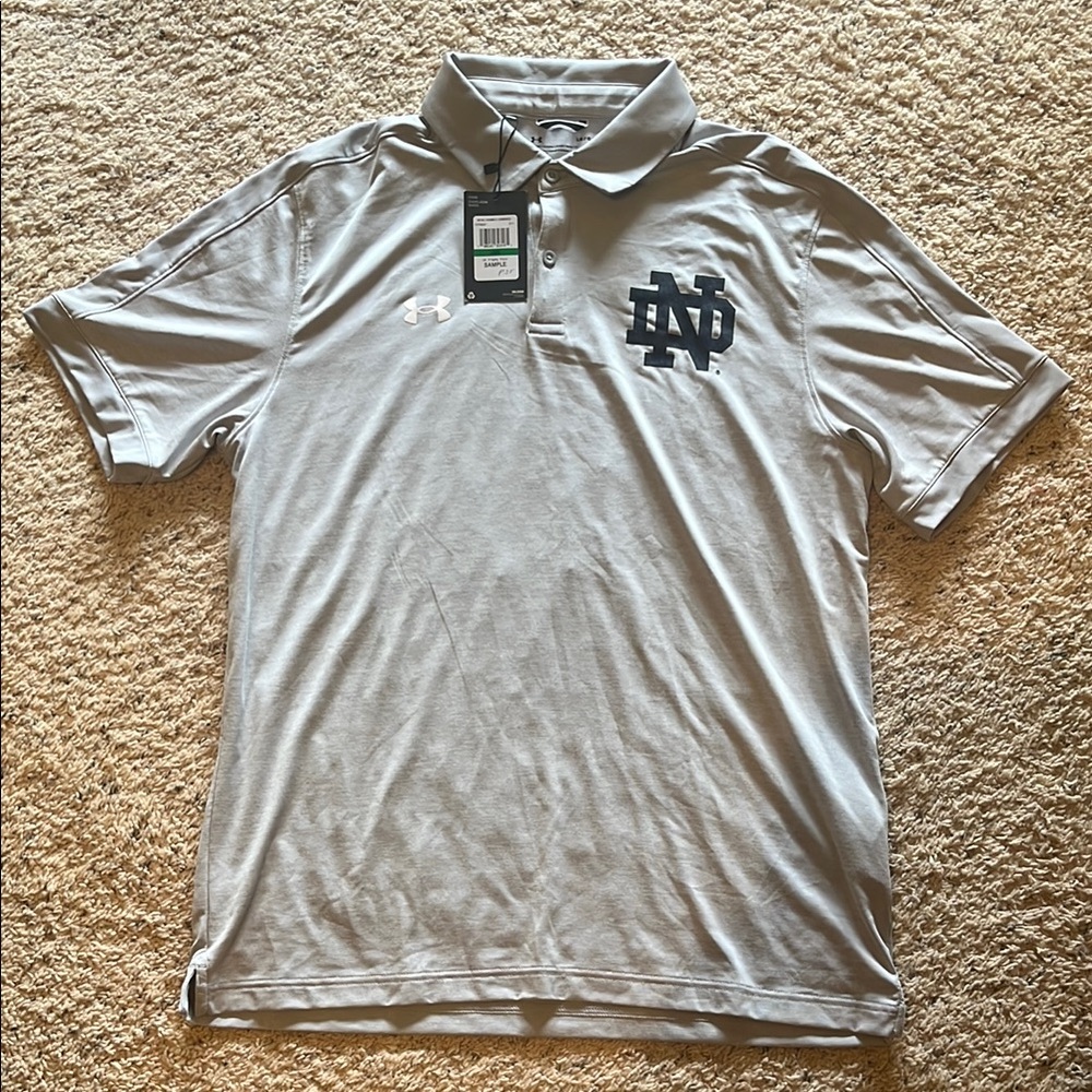 Under Armour Gray Notre Dame Polo Shirt (Rare Sample)